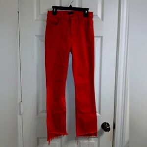 Mother Insider Step Crop Fray in Second Chance red size 25